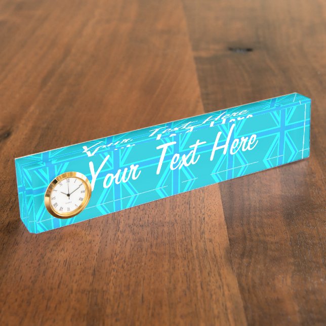 Porte-nom Pour Bureau Personnaliser Drapeau Union Jack Turquoise (Taille)