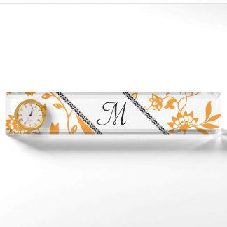 Porte-nom Pour Bureau Personnaliser l'information Monogramme Leaf Vines