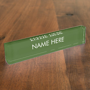 Porte-nom Pour Bureau personnaliser, modifier le nom texte forêt vert bl