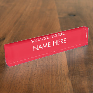 Porte-nom Pour Bureau personnaliser, modifier le nom texte rouge blanc