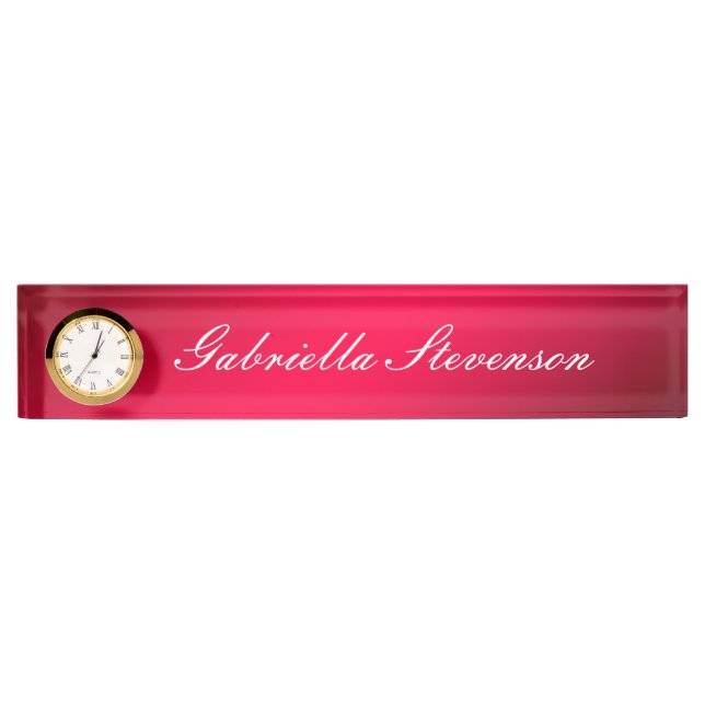 Porte-nom Pour Bureau Personnaliser professionnelle Texte rouge écriture (Devant)