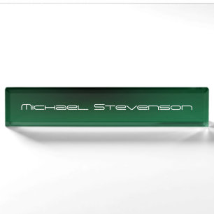 Porte-nom Pour Bureau Personnaliser Texte Professionnel Vert Moderne Pla