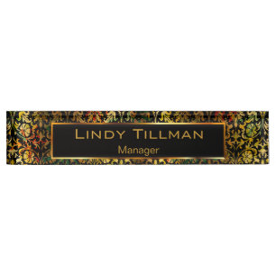Porte-nom Pour Bureau Personnalisez, les couleurs florales vintages et