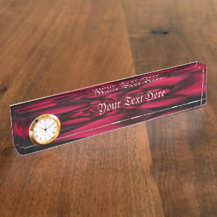 Porte-nom Pour Bureau Pétale Noir Rouge Rubis