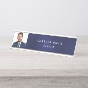 Porte-nom Pour Bureau Photo bleu marine