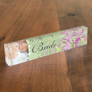 Porte-nom Pour Bureau Photo Mariage Inséparable de la mariée d'orchidées