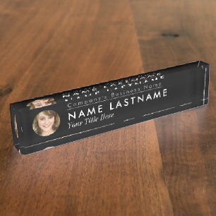 Porte-nom Pour Bureau Photo personnalisée Entreprise Élégant Titre moder