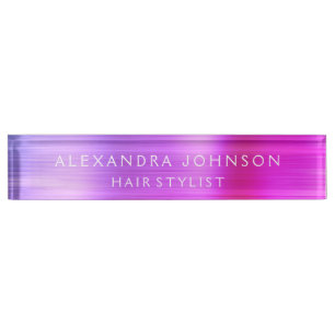 Porte-nom Pour Bureau Pink and Purple Foil moderne
