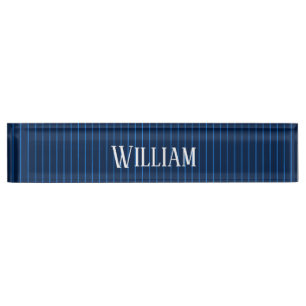 Porte-nom Pour Bureau Pinstripes bleu marine personnalisées