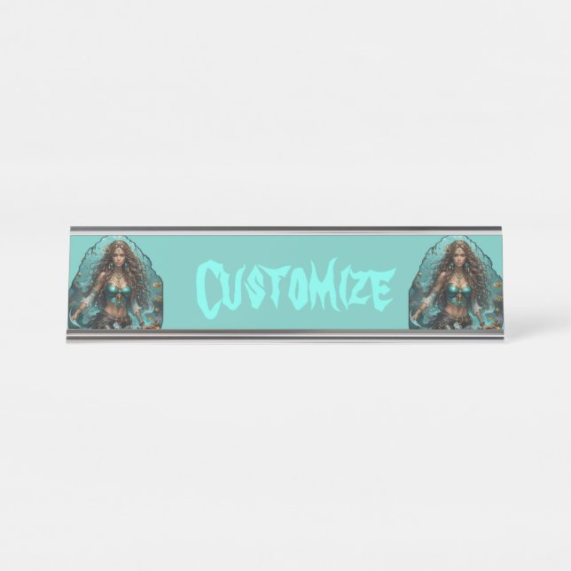 Porte-nom Pour Bureau Pirate Mermaid Lady Thunder_Cove (Devant)