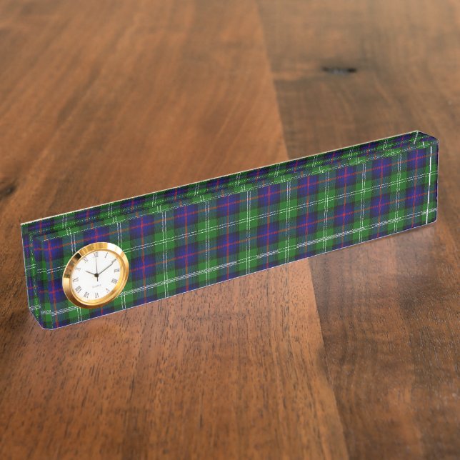 Porte-nom Pour Bureau plaid bleu vert de tartan du sud (Taille)