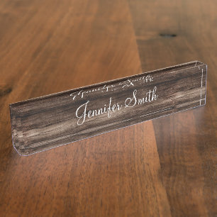 Porte-nom Pour Bureau Planche en faux bois