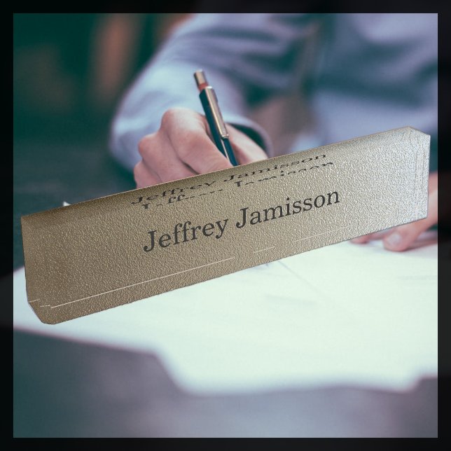 Porte-nom Pour Bureau Plaque De Bureau Acrylique, Design Dégradé Chrome (Créateur téléchargé)