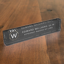 Porte-nom Pour Bureau Plaque de nom du bureau Monogramme professionnel d