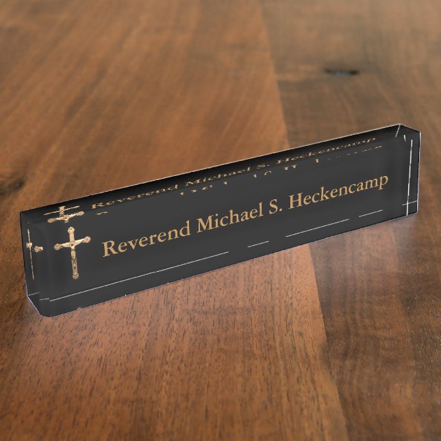 Porte-nom Pour Bureau Plaque d'identification catholique personnalisée (Taille)