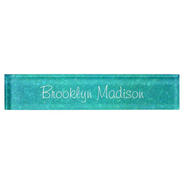 Porte-nom Pour Bureau Plaque d'identification de bureau en verre criqué (Devant)