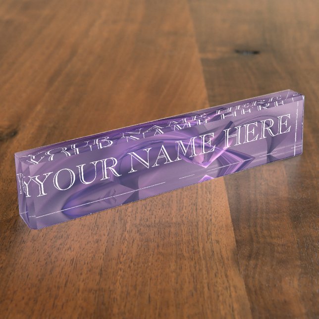 Porte-nom Pour Bureau Plaque d'identification de fractale de Purple (Taille)