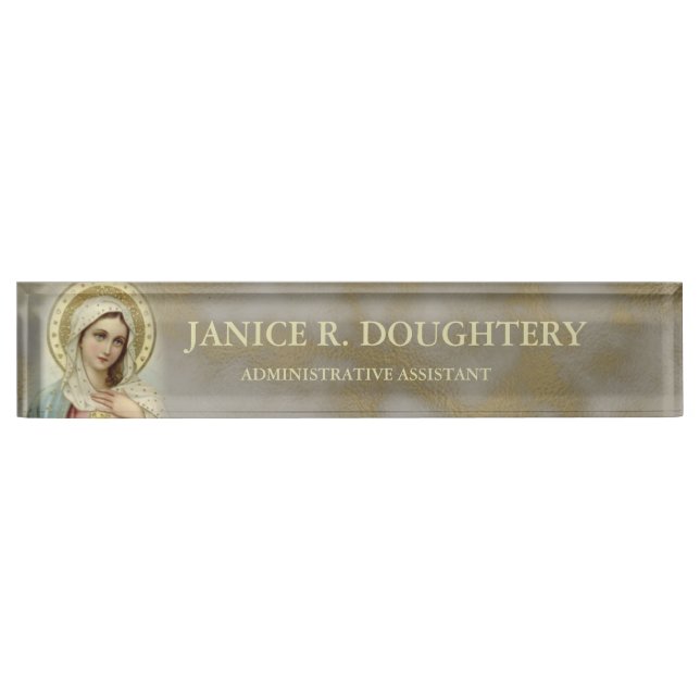 Porte-nom Pour Bureau Plaque d'identification de marbre personnalisée de (Devant)