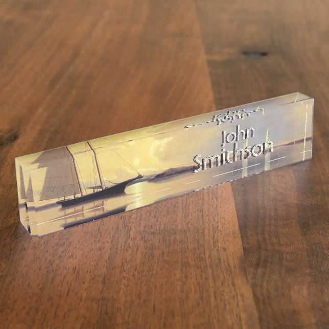 Porte-nom Pour Bureau Plaque d'identification d'îles d'océan de bateaux (Taille)