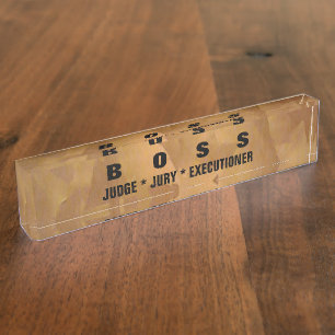 Porte-nom Pour Bureau Plaque d'identification en cuivre brossé