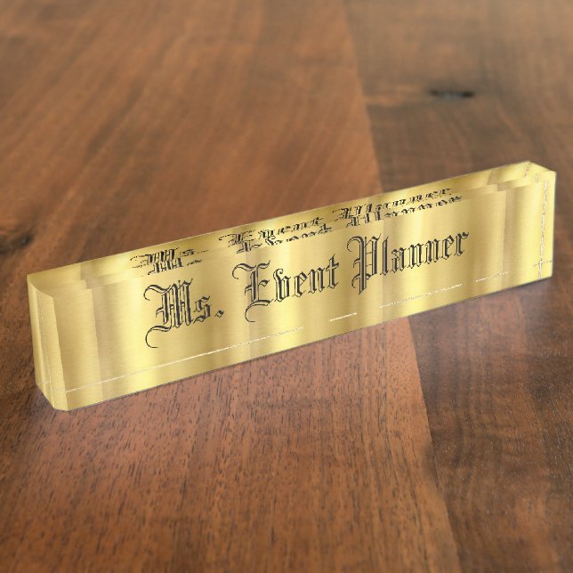 Porte-nom Pour Bureau Plaque d'identification Gold Desk (Taille)