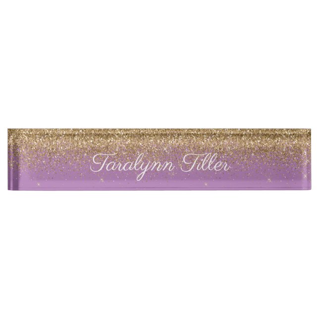 Porte-nom Pour Bureau Plaque rouge Parties scintillant Gold (Devant)