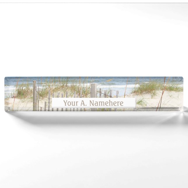 Porte-nom Pour Bureau Plaque signalétique acrylique de plage (Devant)