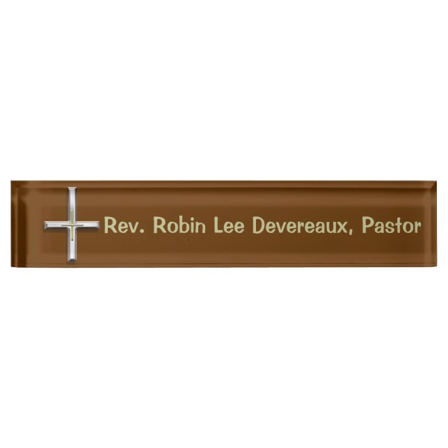 Porte-nom Pour Bureau Plaque signalétique chrétienne croisée de bureau (Devant)