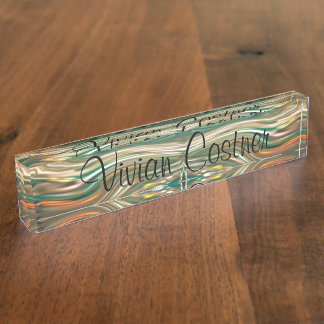 Porte-nom Pour Bureau Plaque signalétique cosmique de bureau de cristal