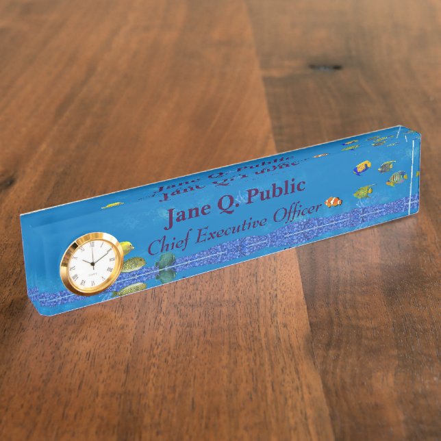 Porte-nom Pour Bureau Plaque signalétique de bureau d'aquarium d'eau (Taille)