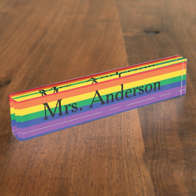 Porte-nom Pour Bureau Plaque signalétique de professeur d'arc-en-ciel (Taille)