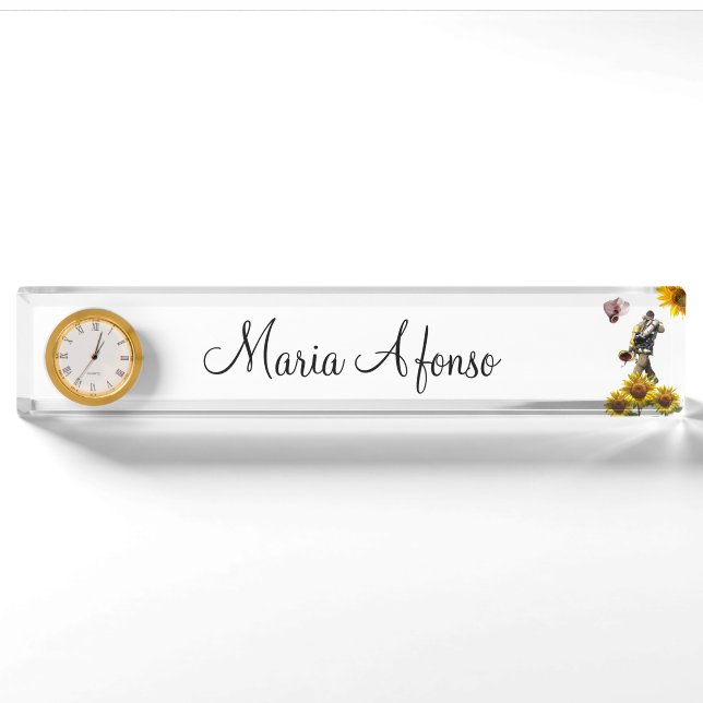 Porte-nom Pour Bureau Plaque signalétique du bureau de tournesol (Devant)