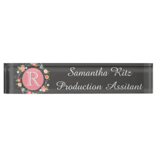 Porte-nom Pour Bureau Plaque signalétique florale de tableau