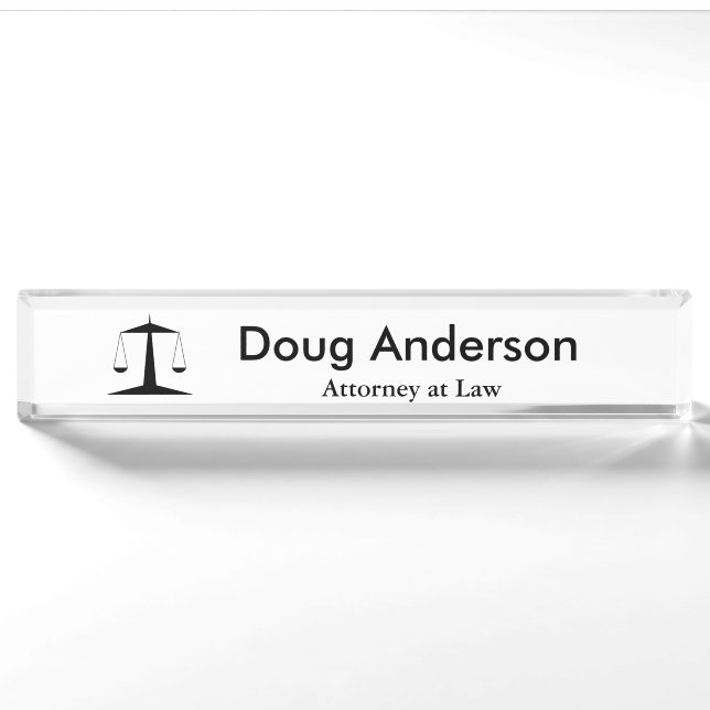 Porte-nom Pour Bureau Plaque signalétique personnalisée d'avocat (Devant)