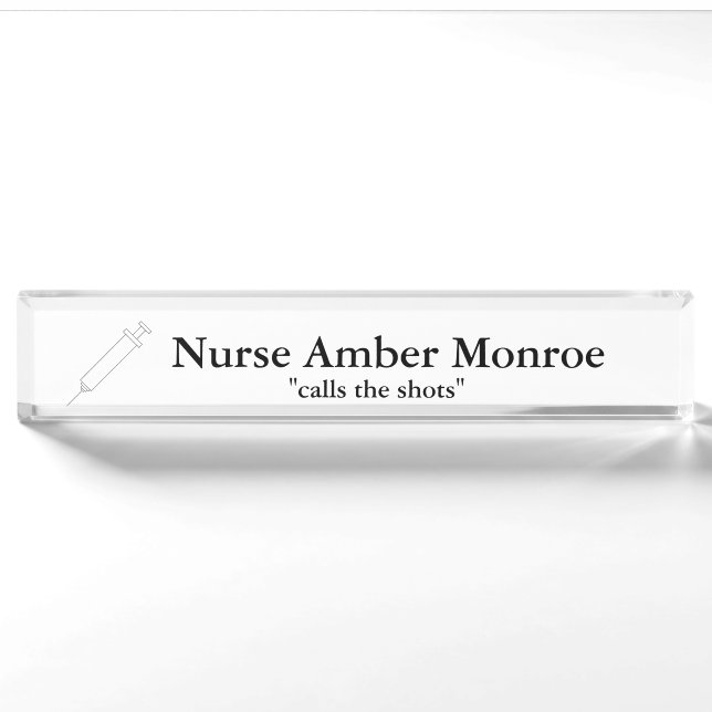 Porte-nom Pour Bureau Plaque signalétique personnalisée de "aiguille" (Devant)