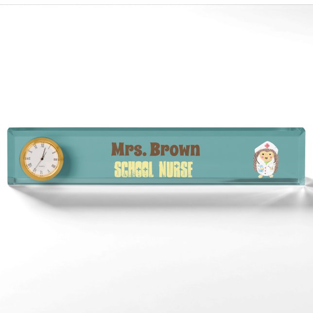 Porte-nom Pour Bureau Plaque signalétique personnalisée de l'infirmière  (Devant)
