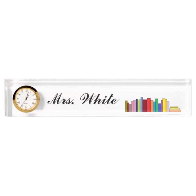 Porte-nom Pour Bureau Plaque signalétique personnalisée w/Clock de (Devant)