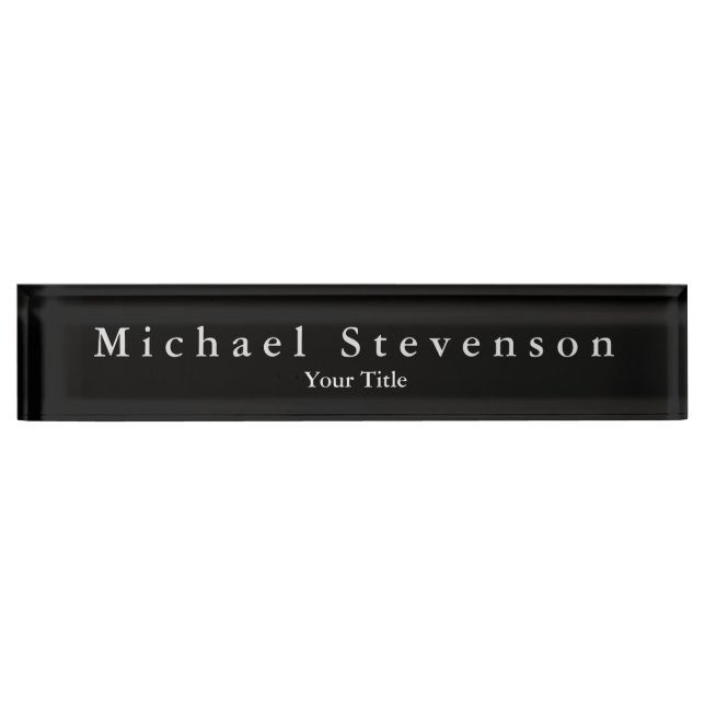 Porte-nom Pour Bureau Plaque signalétique unique Black Elegant Modern De (Devant)