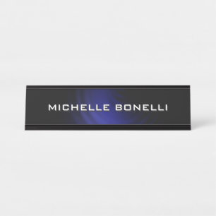Porte-nom Pour Bureau Plat minimaliste bleu moderne noir
