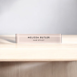 Porte-nom Pour Bureau Plate de nom minimaliste moderne de bureau rose pâ
