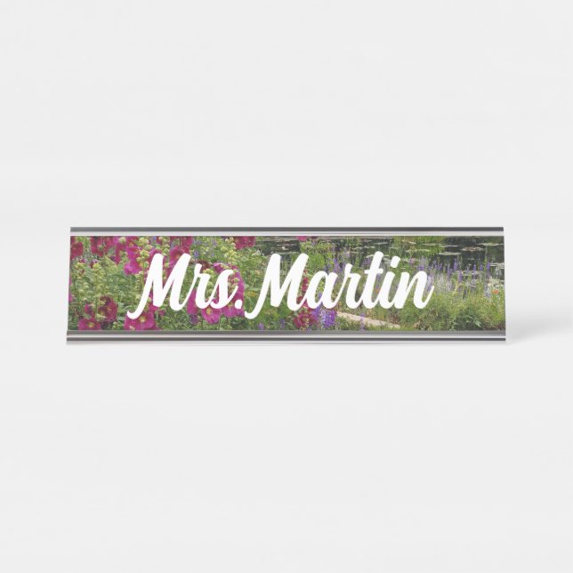 Porte-nom Pour Bureau Plate Nom du jardin de fleurs (Devant)