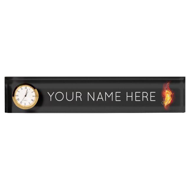 Porte-nom Pour Bureau Plumes de paquetage de feu (Devant)