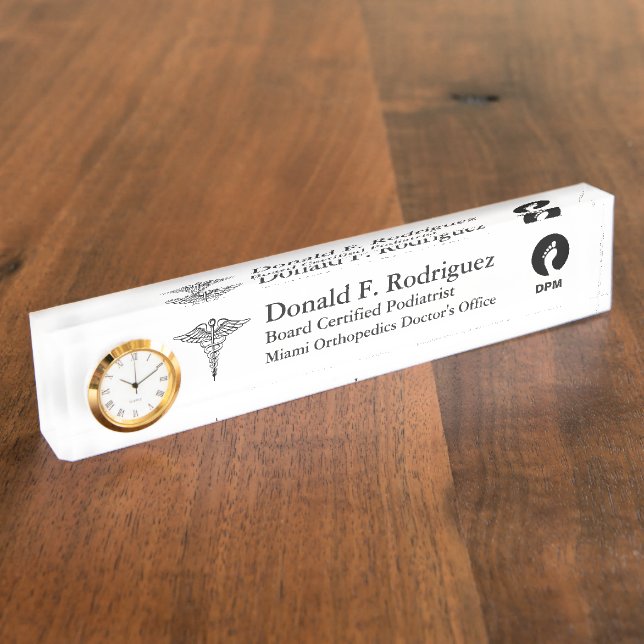 Porte-nom Pour Bureau Podiatriste Unique Customisé Nom Plaque (Taille)
