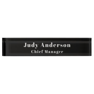Porte-nom Pour Bureau Police de caractères Serif noire grise tendance pr