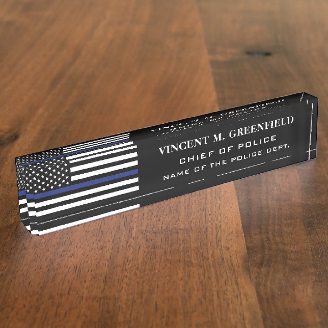 Porte-nom Pour Bureau Police de la ligne bleue mince (Taille)