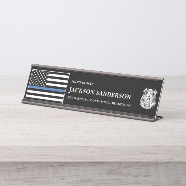 Porte-nom Pour Bureau Police Officer Department Law Enforcement Logo (Devant)
