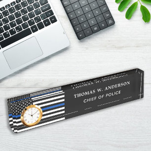 Porte-nom Pour Bureau Police Officier Personnalisé Mince Ligne Bleue Ho