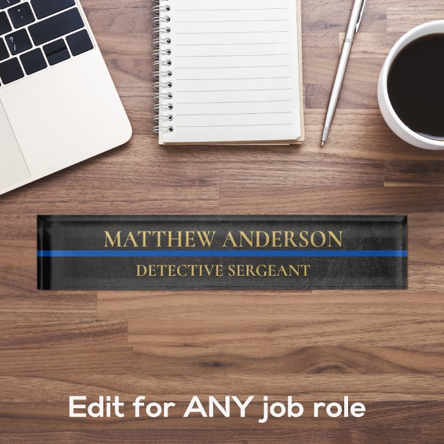 Porte-nom Pour Bureau Police Sergeant Desk Plaque rouge mince (Créateur téléchargé)