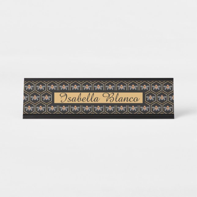 Porte-nom Pour Bureau Porte-miel et abeilles (Devant)