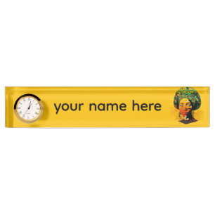 Porte-nom Pour Bureau Portrait féminin africain avec coucher de soleil